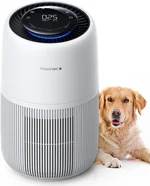 Air Purifiers for Home Pets, Effectively Filter Pet Hair Odor Dander Allergies, Enhanced Activated Carbon, 360° Grille Air Intake, 5-Stage H13 True HEPA Filter with PM2.5 Monitor & Auto Mode