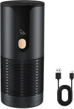 Mini Car Air Purifier-4 Layer Filtration & LCD Display,15dB Quiet,Cordless True HEPA Portable Small Air Purifier,Filters 99.97% of Smoke/Dust/Pet Odors,for Cars/Office/Travel